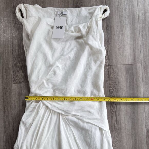 NWT BAYSE Brand Octavia White Maxi Dress Greek Goddess Sleeveless Sz M $140 - Picture 6 of 13